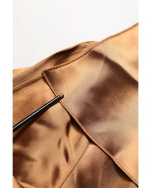 Emporio Armani Brown Satin Acetate Wrap Sheath Mini Belted Dress