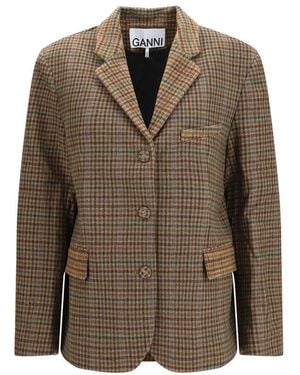 Ganni Brown Recycled Wool Blazer
