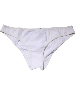 Dolce & Gabbana White Nylon Stretch Mid Waist Brief Panty Underwear