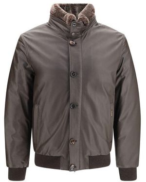 Moorer Brown Leather Leather Jacket - Grey