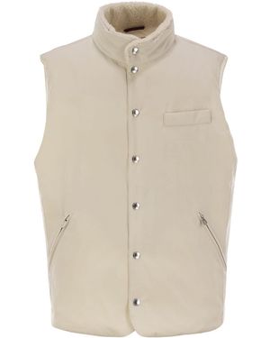 Brunello Cucinelli Bicolour Cotton Sleveless Jacket - White
