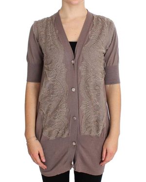 Pink Memories Purple Lace Cotton Cardigan Jumper - Multicolour