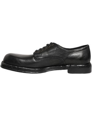 Dolce & Gabbana Black Leather Lace Up Derby Dress Men Shoes