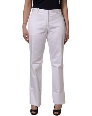 Gianfranco Ferré White Mid Waist Straight Chino Trouser Pants - Gray