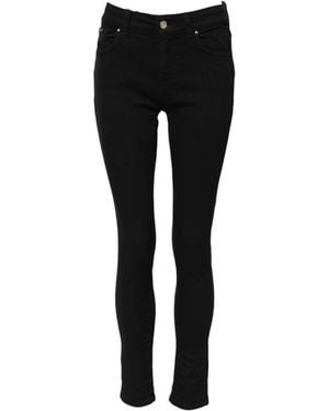 Dolce & Gabbana Black Cotton Logo Skinny Midwaist Denim Jeans