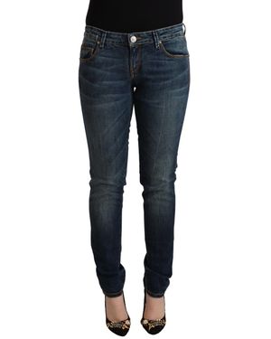 Acht Elegant Slim Fit Low Waist Denim Jeans - Blue