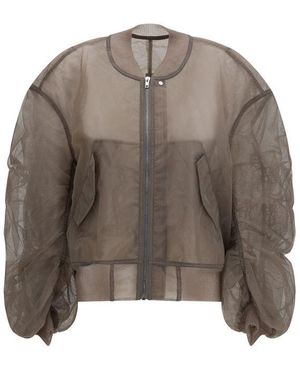 Rick Owens Grey Nylon Bomber - Brown