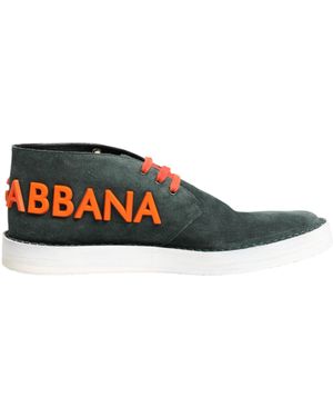 Dolce & Gabbana Green Derby Logo Casual Men Sneakers Shoes - Blue