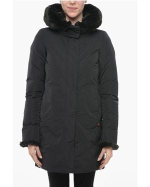 Woolrich Padded Luxury Boulder Coat With Faux Fur - Black