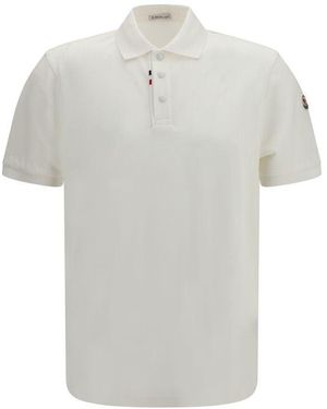 Moncler White Cotton Polo Shirt - Grey