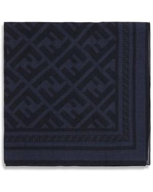 Fendi Blue Wool Oves Aries Scarf