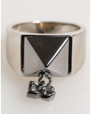 Dolce & Gabbana Tone Pyramid Dg Logo Real Brass Ring - Metallic