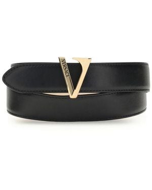 Versace Calfskin V Belt - Black