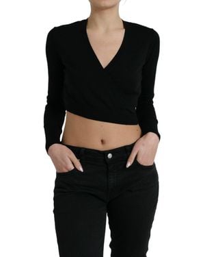 Dolce & Gabbana Crossed Virgin Wool Cardigan Jumper - Black