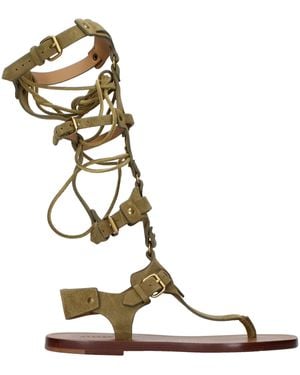 Isabel Marant Leather Flip-Flop Sandals - Brown