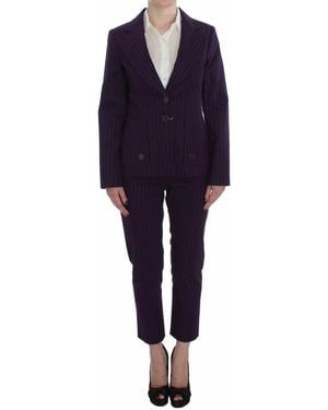Bencivenga Striped Stretch Coat Blazer Trousers Suit - Blue