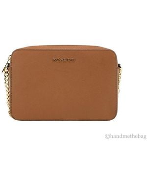 Michael Kors 's Zipper Closure Saffiano Leather Crossbody Bag - Black