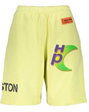 Heron Preston Casual Cotton Shorts With Graphic Logo Detail - Yellow