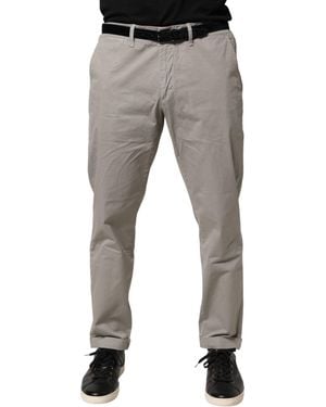 Jeckerson Grey Cotton Stretch Tapered Fit Men Chino Trouser Trousers