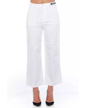 Frankie Morello White Cotton Cropped Trouser
