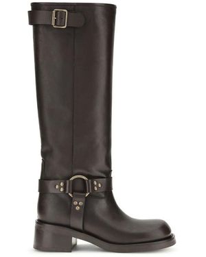 P.A.R.O.S.H. Brown Calf Leather Bos Taurus Lace