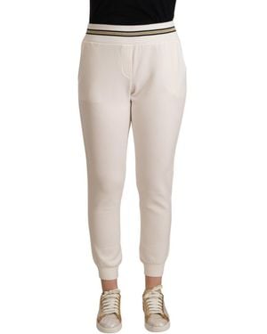 Patrizia Pepe White Polyester Mid Waist Jogger Trousers