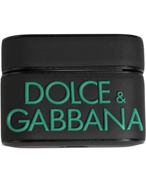 Dolce & Gabbana Pvc Embossed Logo Flip Holder Airpods Case - Black