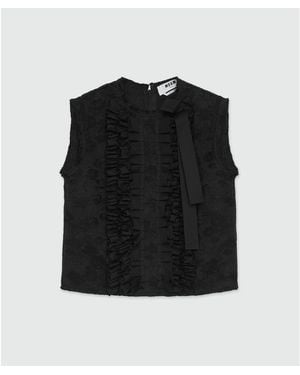 MSGM Black Polyester Tank Tops