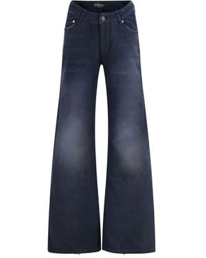 Balenciaga Blue Cotton Flared Jeans