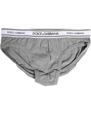 Dolce & Gabbana Grey Logo Waistband Men Midi Brief Underwear