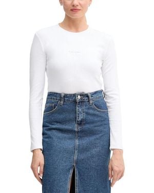 Calvin Klein White Cotton Long Sleeve T - Blue