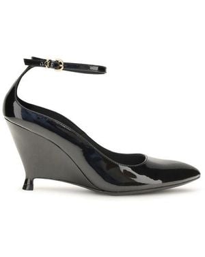 Pinko Black Calf Leather Bos Taurus Platform Pumps