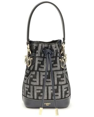 Fendi Blue Fabric Shoulder Bag - Black