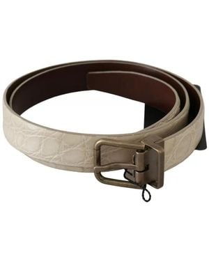 Dolce & Gabbana Cream Buckle Waist Leather Belt - Natural