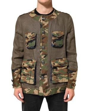 Dolce & Gabbana Camouflage Linen Button Down Jacket Co+02+Li Clothing - Brown
