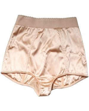 Dolce & Gabbana Beige Silk Blend High Waist Girdle Panty Underwear - Natural