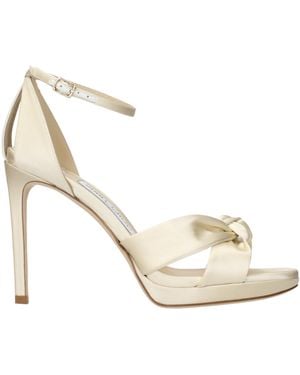Jimmy Choo Beige Satin Platform Sandals - Metallic