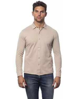 Verri Beige Cotton Men Shirt - Natural
