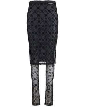 Marine Serre Black Recycled Polyamide Midi Skirt