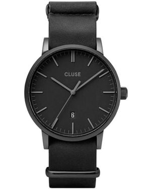 Cluse Black Leather Watch