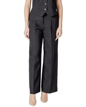 Ichi Black Polyester Casual Pants