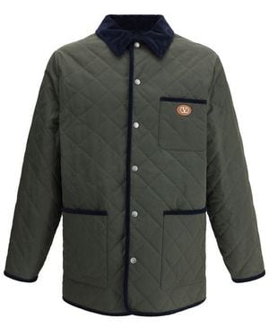 Valentino Logo Quilted Jacket - Gray