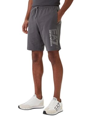 EA7 Gray Cotton Bermuda Shorts - Blue