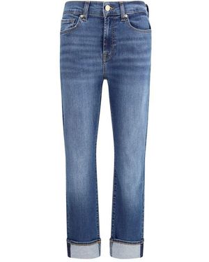 7FOR Blue Cotton Relaxed Fit Jeans