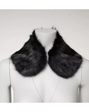 Dolce & Gabbana Fur Shawl Neck Wrap Cover Collar Scarf - Black