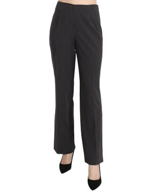 Bencivenga Black Striped Cotton Sretch Dress Trousers Trousers