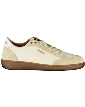 Blauer White Leather Men Trainer