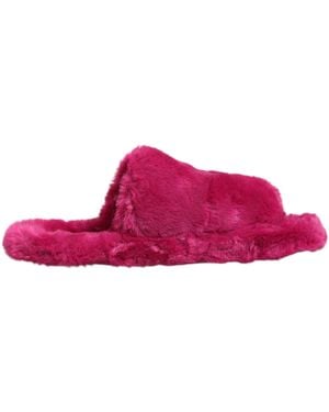 Dolce & Gabbana Pink Acrylic Faux Fur Mens Flats Sandals Shoes