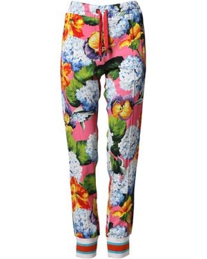 Dolce & Gabbana Floral Mid Waist Jogger Pants 04+Vi - Red