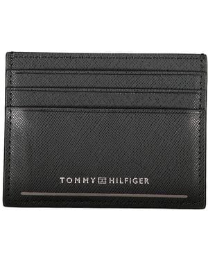 Tommy Hilfiger Sleek Leather Card Holder With Contrast Details - Black
